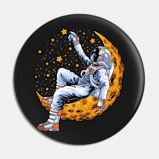 Astronaut Lying Moon - Hand Drawn Pin