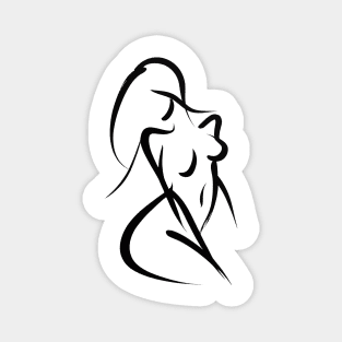 Stick figure woman in black ink Magnet