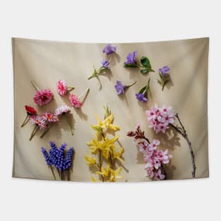 colorful flowers and plants pink & rose yellow blue purple Tapestry