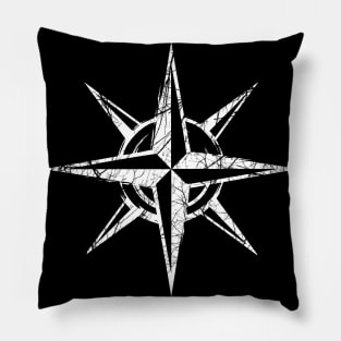 Compass Cracked (white) Pillow