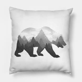 Dramabite Bear Double Exposure Surreal Wildlife Animal Pillow