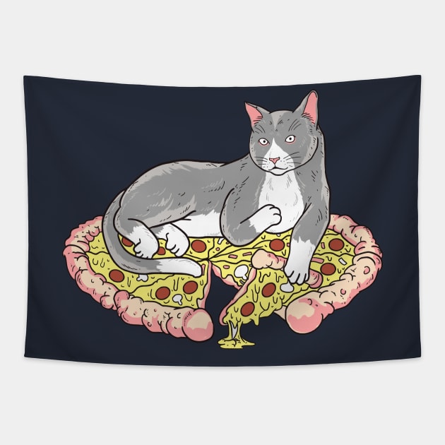 Seductive Pizza Cat Seduces Tapestry by LittleBunnySunshine