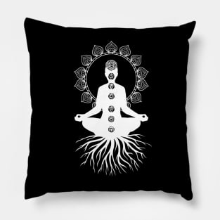 Meditator Roots, Chakras and Mandala Pillow