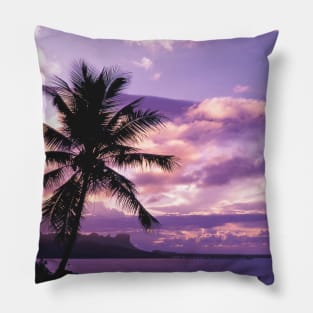 Purple Sunset Views with Plant Trees Pillow