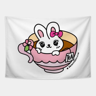 a cup of tea with kawaii bunny Tapestry