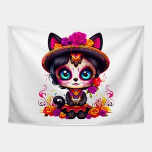 Dia de los Muertos Cat #8 Tapestry