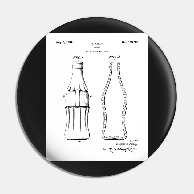 Soda Bottle Patent - Cook Chef Kitchen Decor Art - White Pin by patentpress