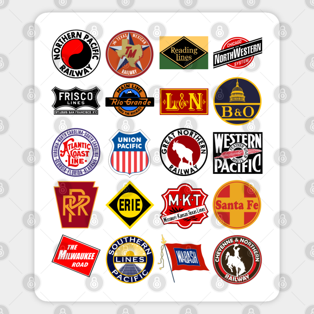 Vintage Railroad logos - Retro Defunct 4x5 A01 - Rail Road - Sticker