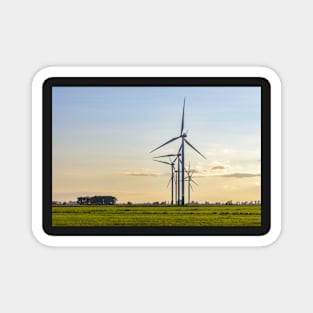 Windmill farm on green meadow Magnet