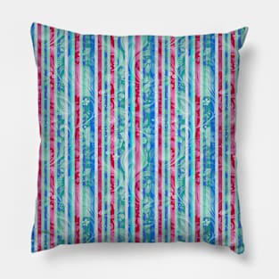 Stripes over jacobean design Pillow