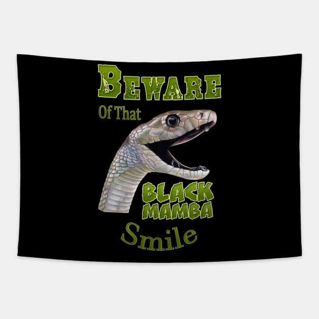 Beware of the Black Mamba Smile Tapestry by Sherrie Spencer Studios