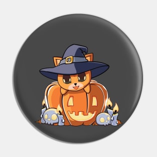 Red cat in a pumpkin Pin