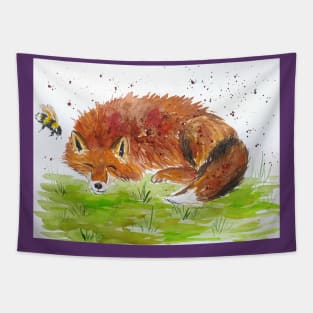 Fox and a little bumblebee Tapestry