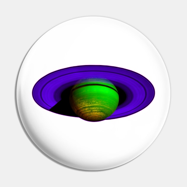 Saturn in Purple and Green Pin by spacerobot