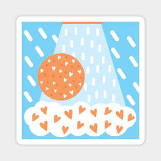 Orange Hearts and Rain Drops Abstract Magnet