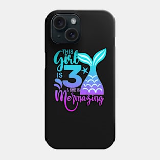 Kids 3 Years Old Girl Mermaid 3Rd Third Birthday Three Yrs Phone Case