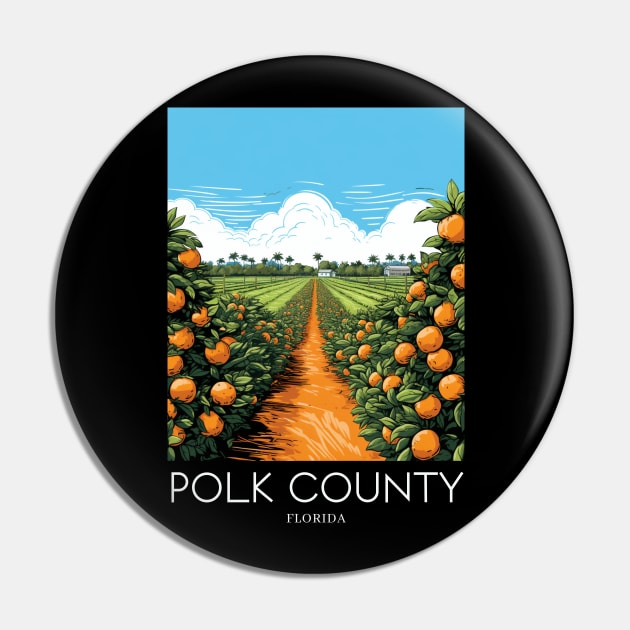 A Pop Art Travel Print of Polk County - Florida - US Pin by Studio Red Koala