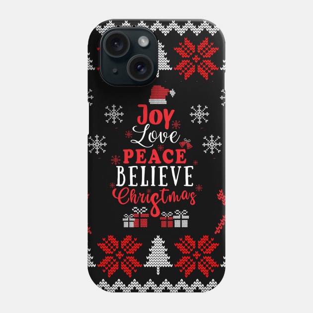 Joy Love Peace Believe Christmas Pattern Phone Case by Yourfavshop600