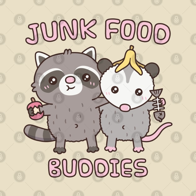 Cute Raccoon And Opossum Junk Food Buddies Funny by rustydoodle