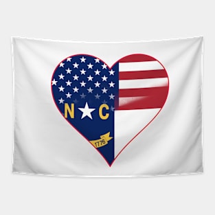 North Carolina and American Flag Fusion Design Tapestry