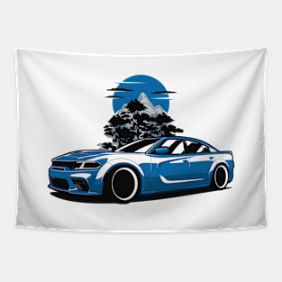 Blue Charger Nature Sunset Tapestry