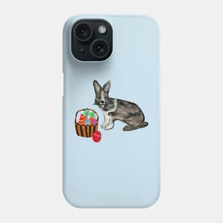 Black and White Rabbit with Easter Basket Painting Phone Case