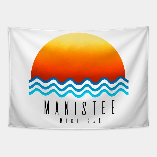 Manistee Sunset Tapestry by Megan Noble