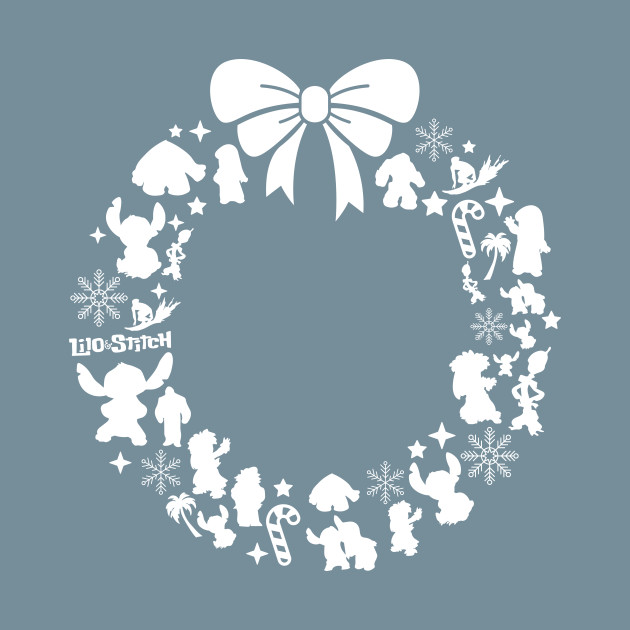 Disover Lilo And Stitch Christmas Wreath Pattern - Lilo And Stitch - T-Shirt