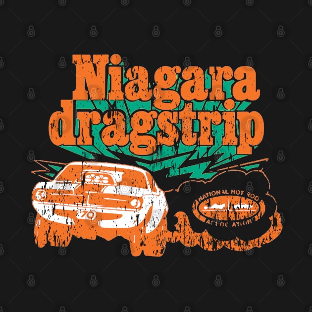 Vintage Niagara Dragstrip - Distressed burnout look - Orange print by retropetrol