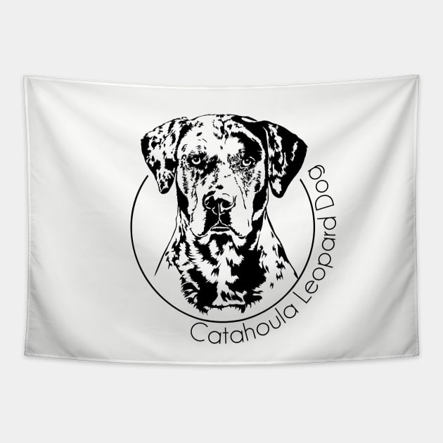 Catahoula Leopard Dog Portrait Tapestry by wilsigns