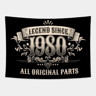 Retro Vintage Birthday Legend since 1980 All Original Parts Tapestry