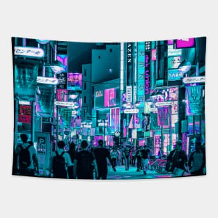 Tokyo Neon Retro Synthwave Tapestry