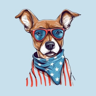 Patriotic Dog, 4th of July Design T-Shirt