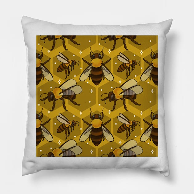 Honey bees Pillow by July R Hill