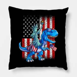 Dino Statue Of Liberty 4Th Of July Pillow