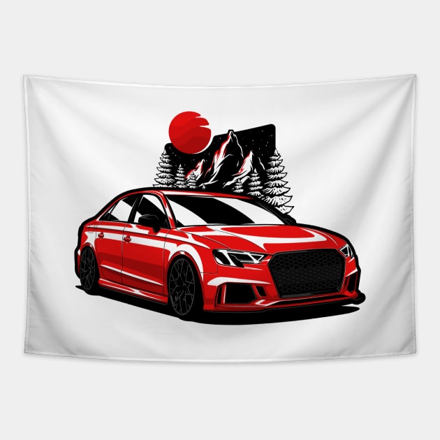 Red A3 RS3 Front Tapestry by KaroCars