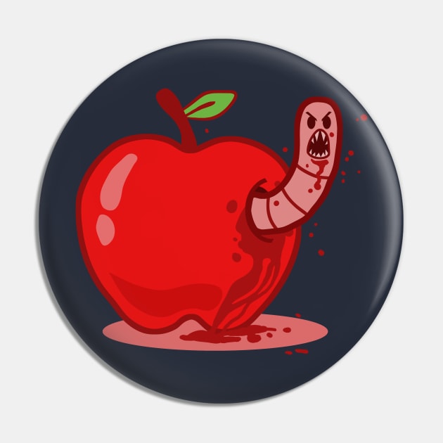 Worm vs Apple Pin by bigbadrobot