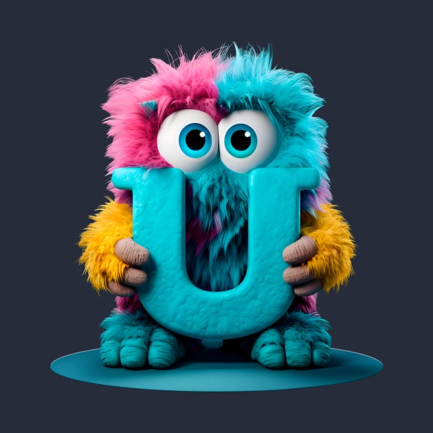 Cute Monster for Kids Alphabet Letter U Funny Back to School by Ariela-Alez