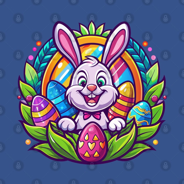 Cute Easter Bunny with Colorful Eggs by dojranliev