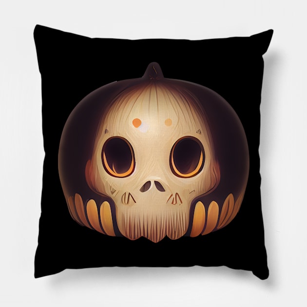 Pumpkin Skull Halloween Pillow by MZeeDesigns