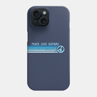 PEACE LOVE GUITARS Retro Blue Stripes Phone Case