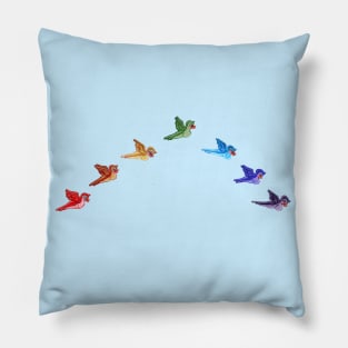 Spring Rainbow Bird Arch Pillow