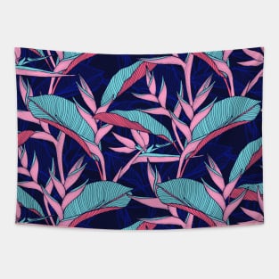 Pink Exotic Florals Tapestry