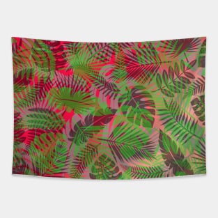 Tropical leaves in a colored gradient background Tapestry