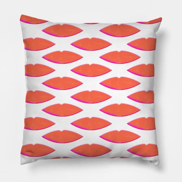 Lips Pattern 2 Pillow by mariacaballer