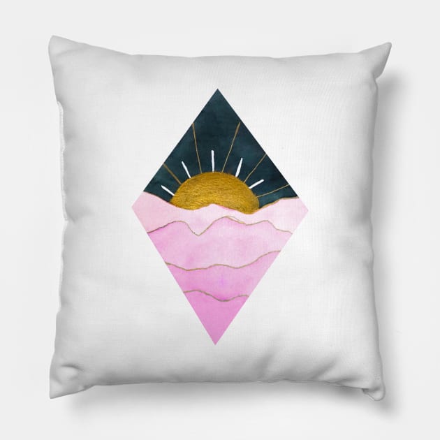 Fuchsia and Gold Sunset Pillow by ayemfid