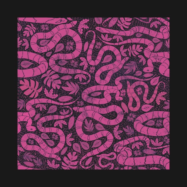 Snake block print pink by Kimmygowland