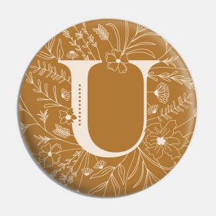 Botanical Letter U (Mustard Yellow) Pin