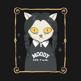 Moody Est 7 am Girl Cat Creepy Scary Halloween T-Shirt
