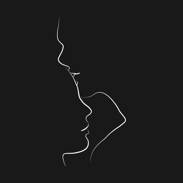 Forehead Kiss Line Drawing by PeachOnAWindowsill